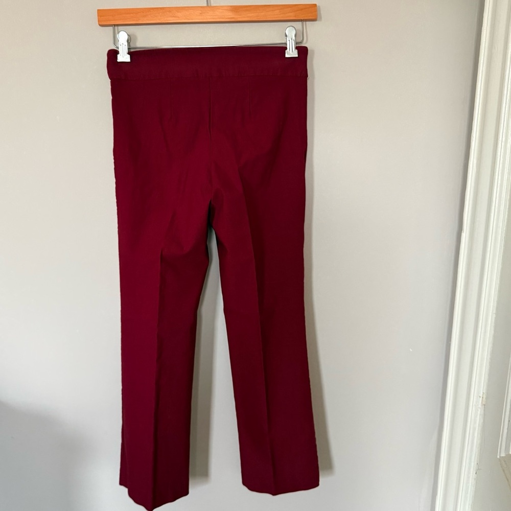 Elegant Burgundy Straight Leg Stretch Trousers Pants size 4P - Picture 4 of 13